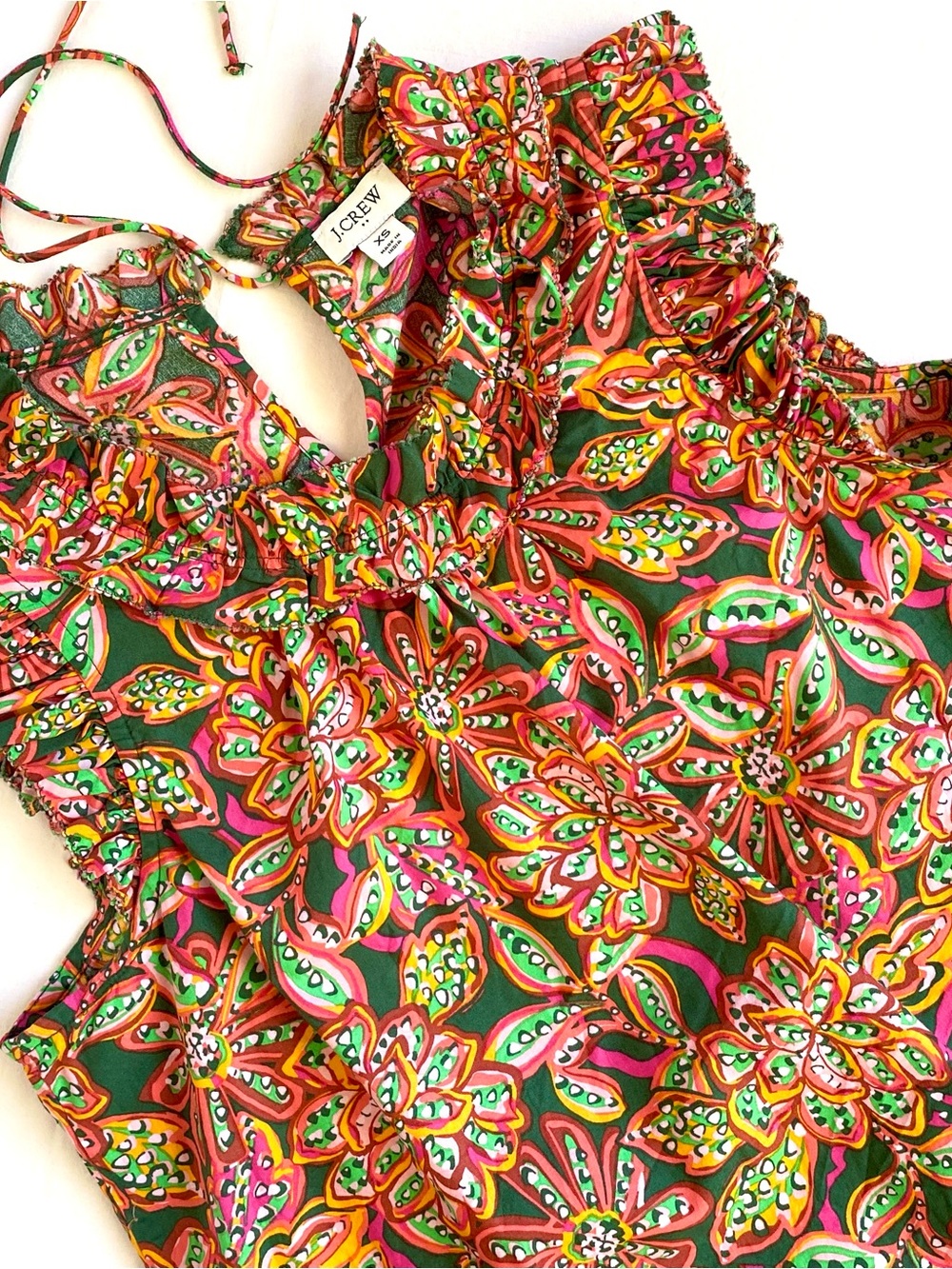 J. Crew Floral Sleeveless Ruffle Top